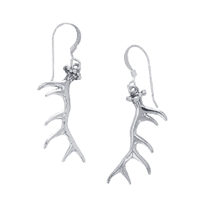 Atypical Elk Antler Earrings Sterling Silver